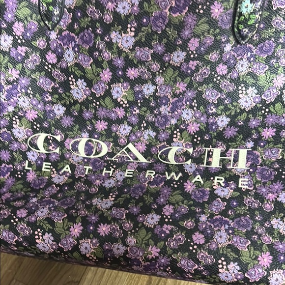 Coach Tote Bag in Purple and Green with Floral Pattern - Picture 2 of 4